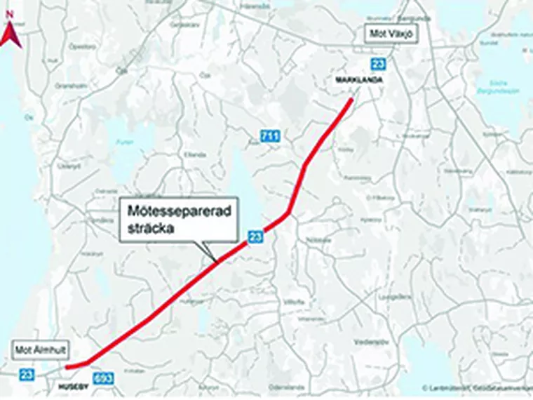Peab bygger om väg 23 utanför Växjö