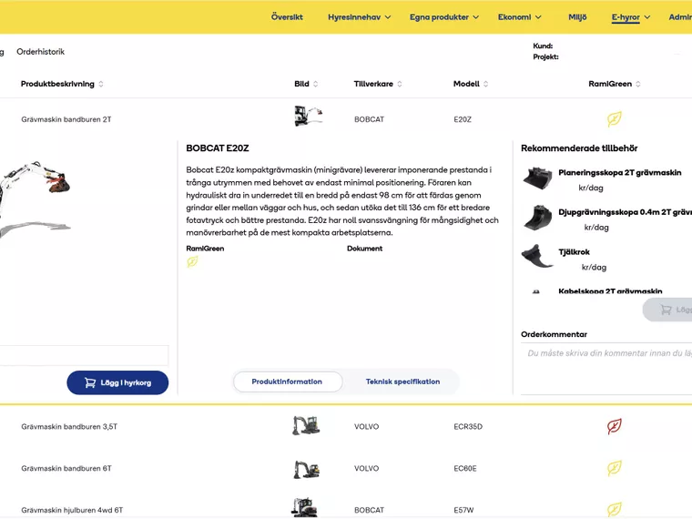 Ramirent lanserar e-hyra för maskiner och utrustning